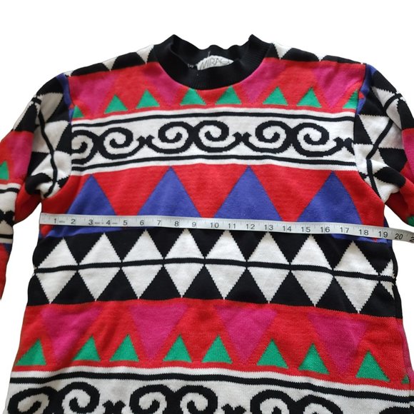 Vintage cotton geometric print tunic length sweater - Picture 6 of 10